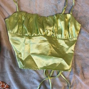 Green satin shirt